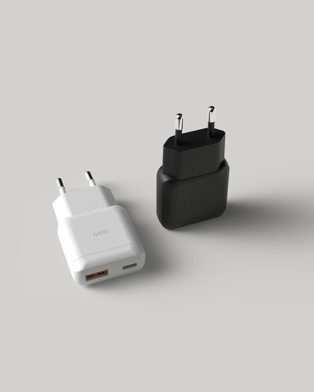 MEID046-047 Meid Ultra Slim väggladdare 25W USB-C USB-A Vit 002